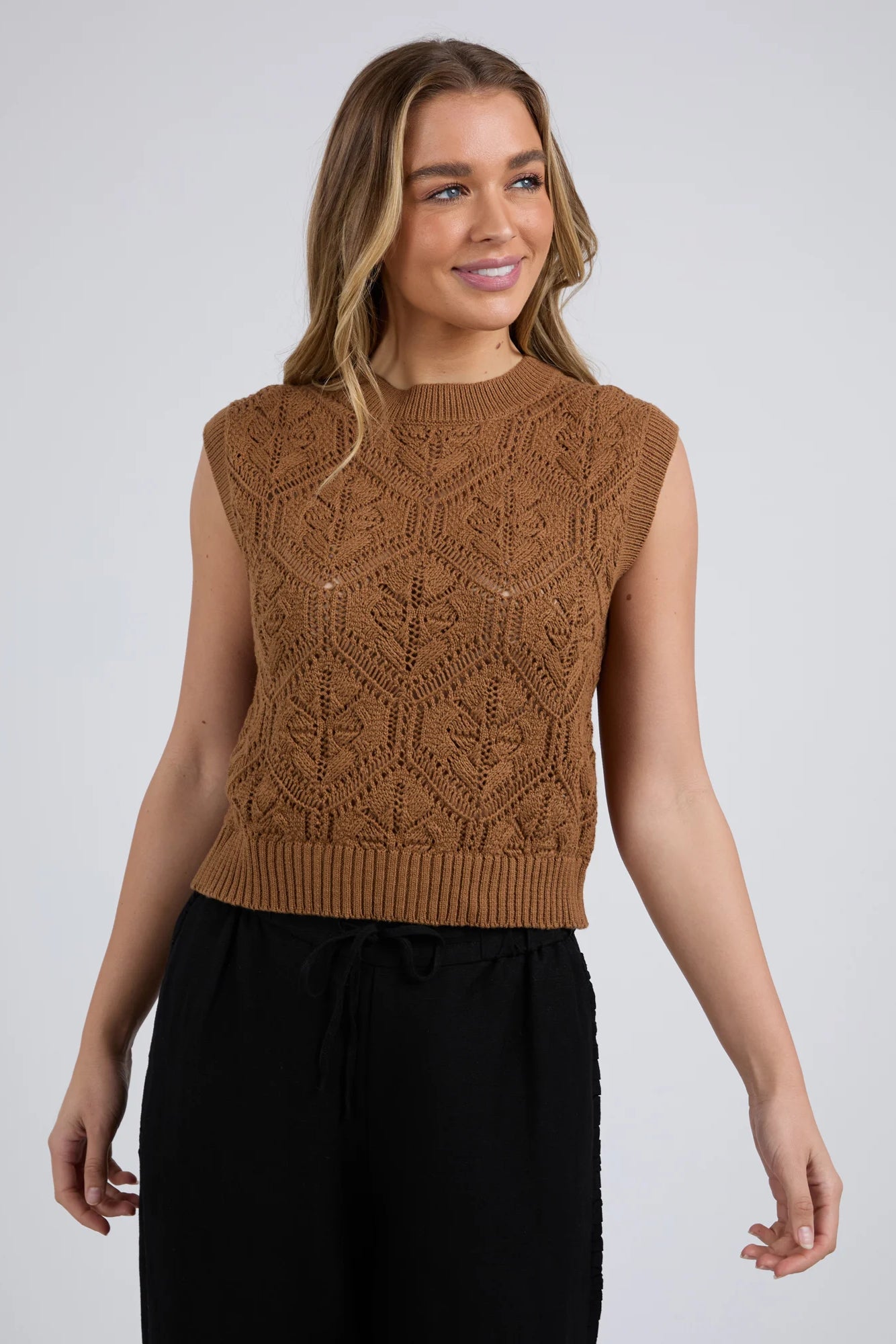 FOXWOOD LUNA KNIT VEST - TAN - THE VOGUE STORE