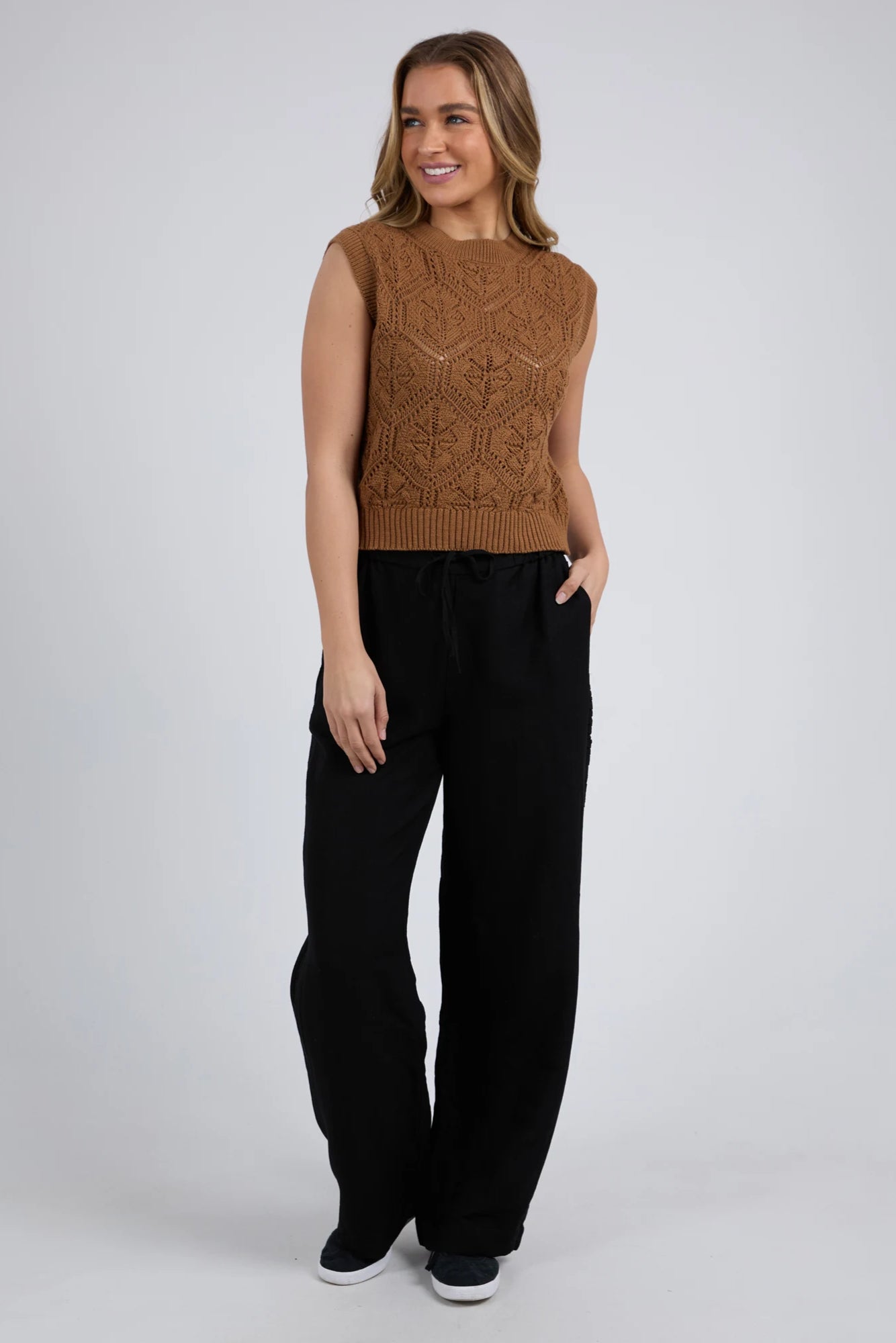 FOXWOOD LUNA KNIT VEST - TAN - THE VOGUE STORE