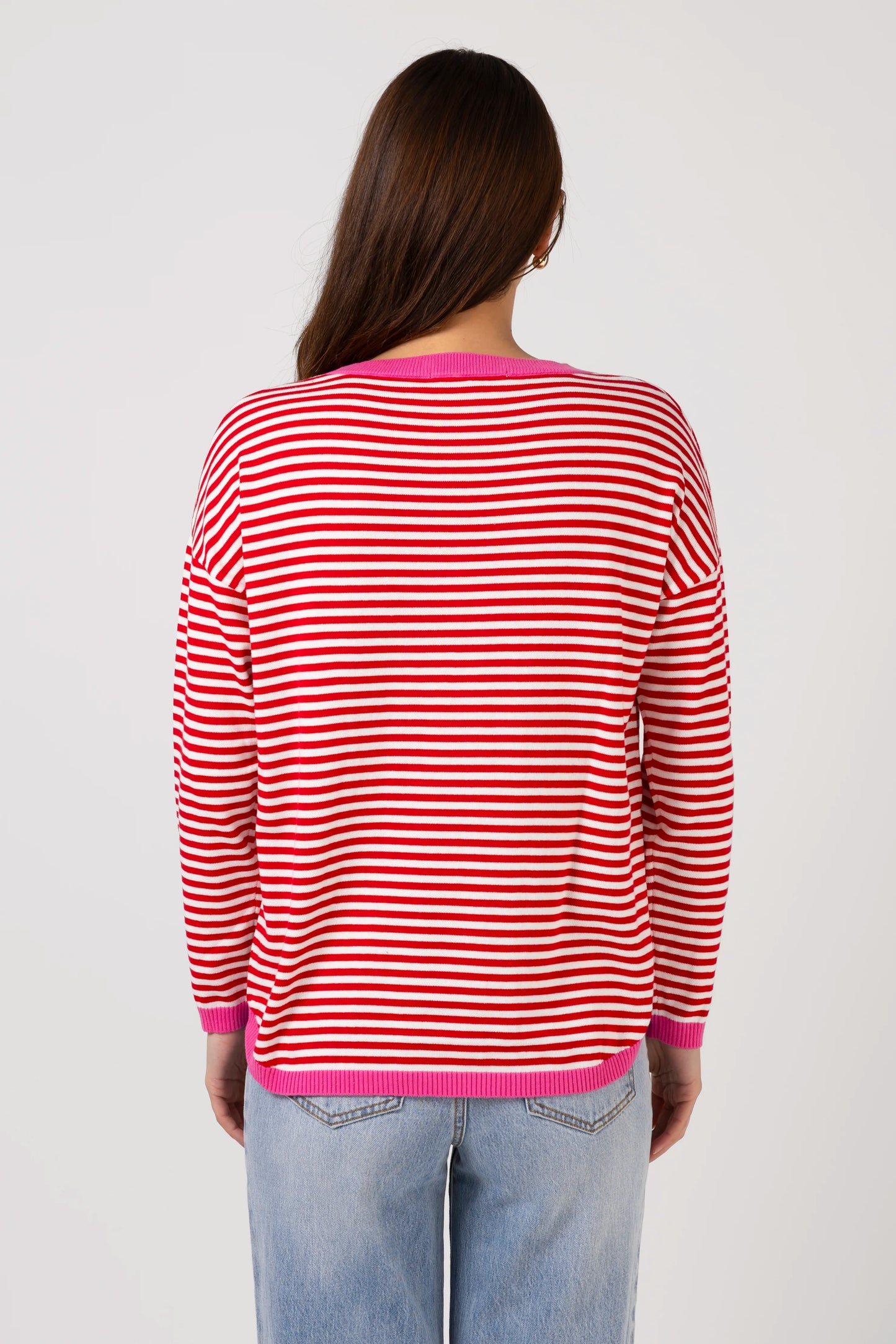 STELLA + GEMMA STREET JUMPER - RED STRIPE - THE VOGUE STORE