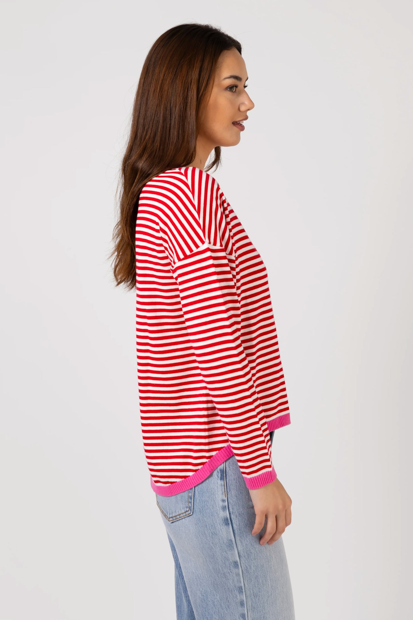 STELLA + GEMMA STREET JUMPER - RED STRIPE - THE VOGUE STORE