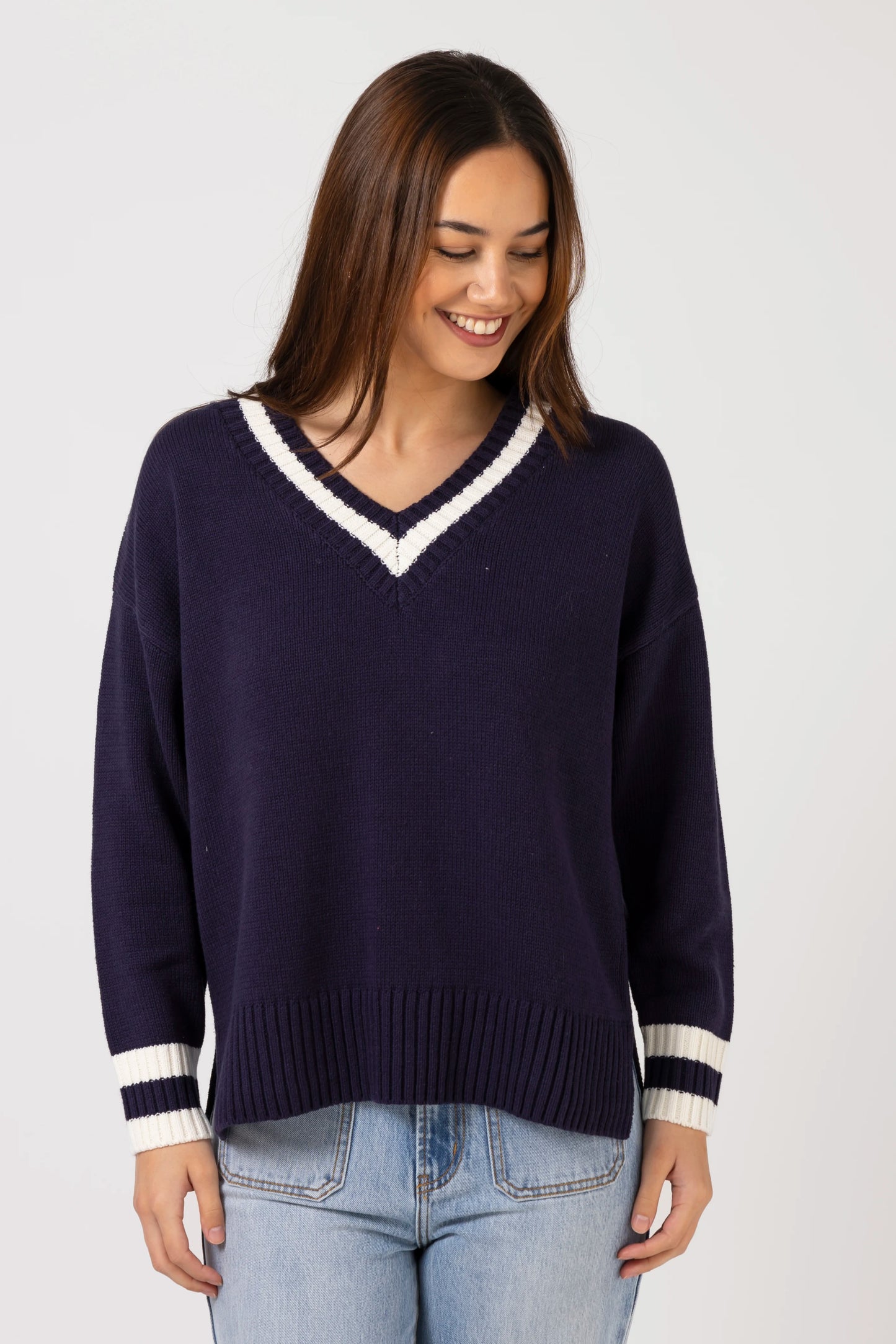 STELLA + GEMMA JIMMY JUMPER - NAVY - THE VOGUE STORE