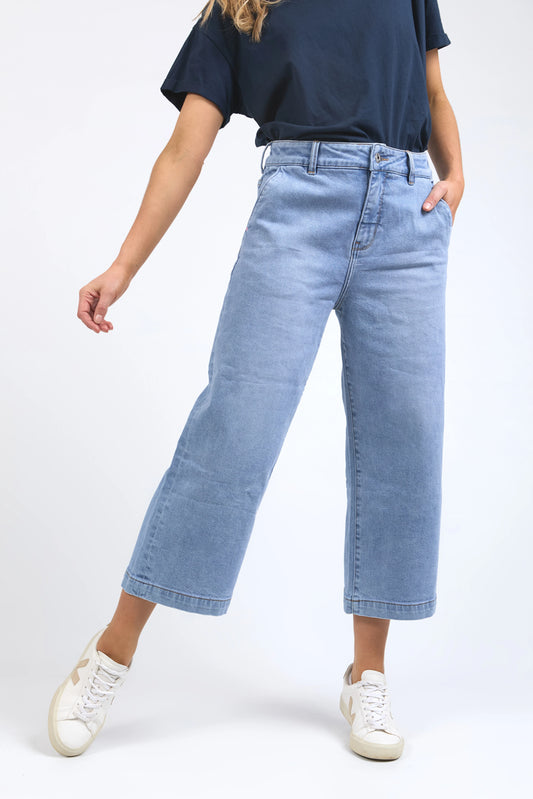 ELM SIDNEY CROPPED WIDE LEG JEAN - LIGHT BLUE WASH - THE VOGUE STORE