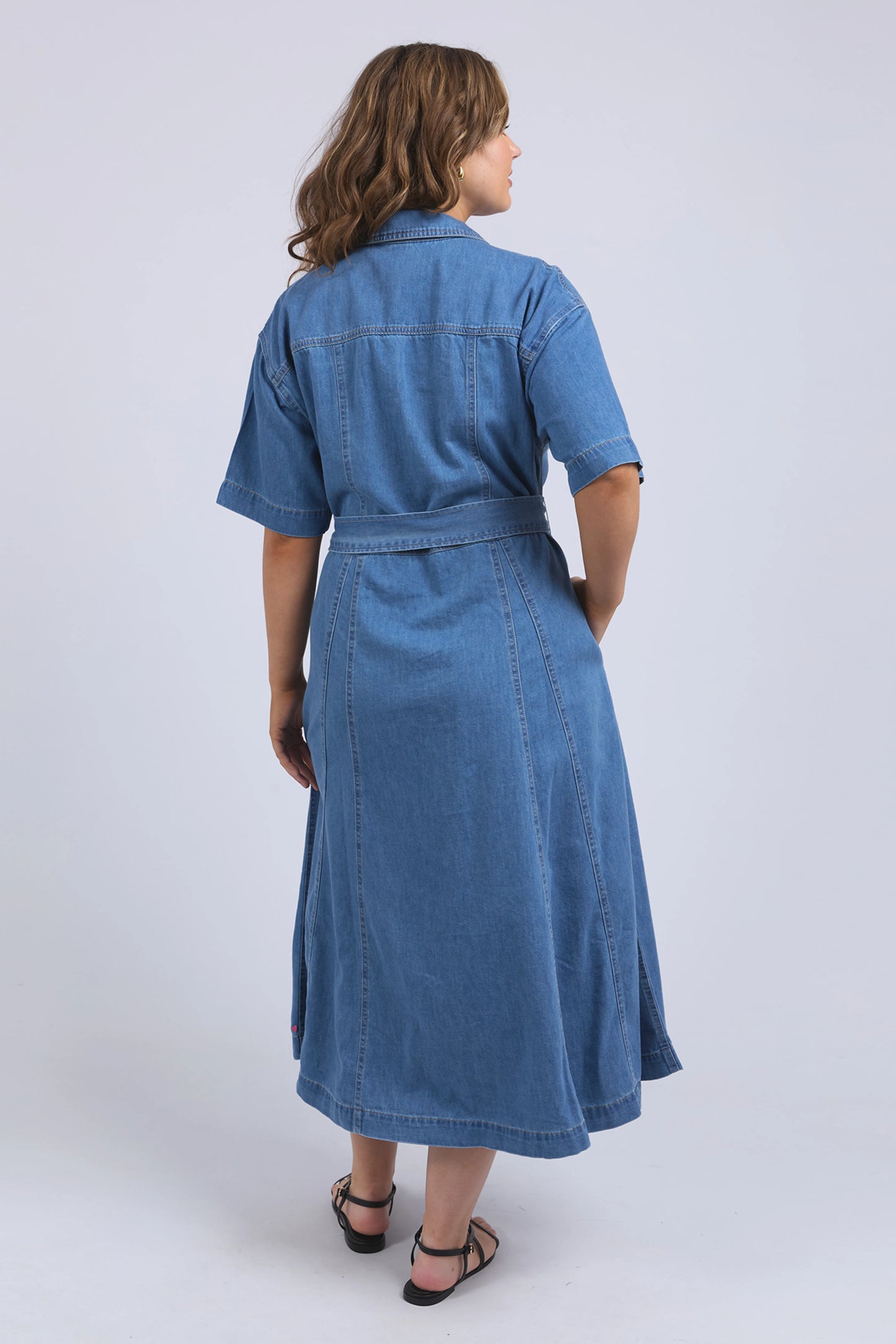 ELM RIVER DENIM DRESS - MID BLUE WASH - THE VOGUE STORE