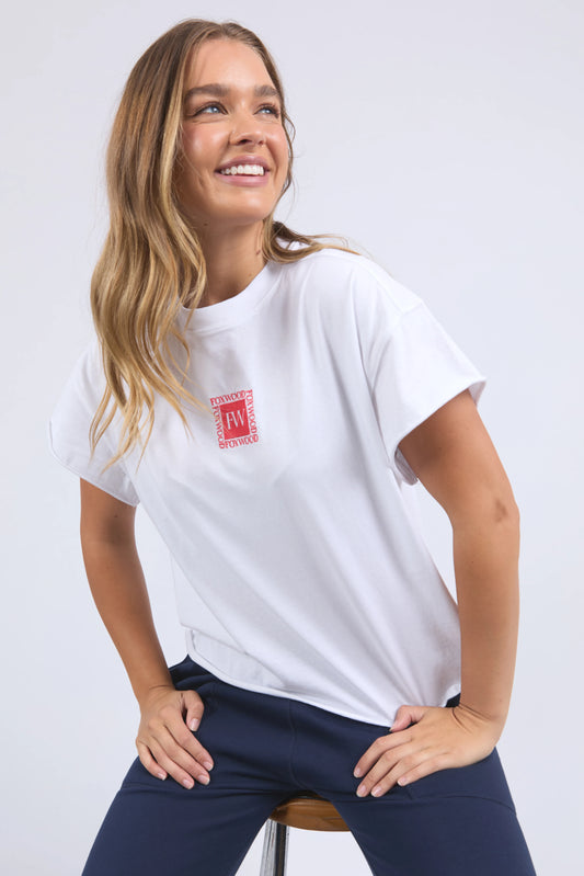 FOXWOOD STAMP TEE - WHITE - THE VOGUE STORE