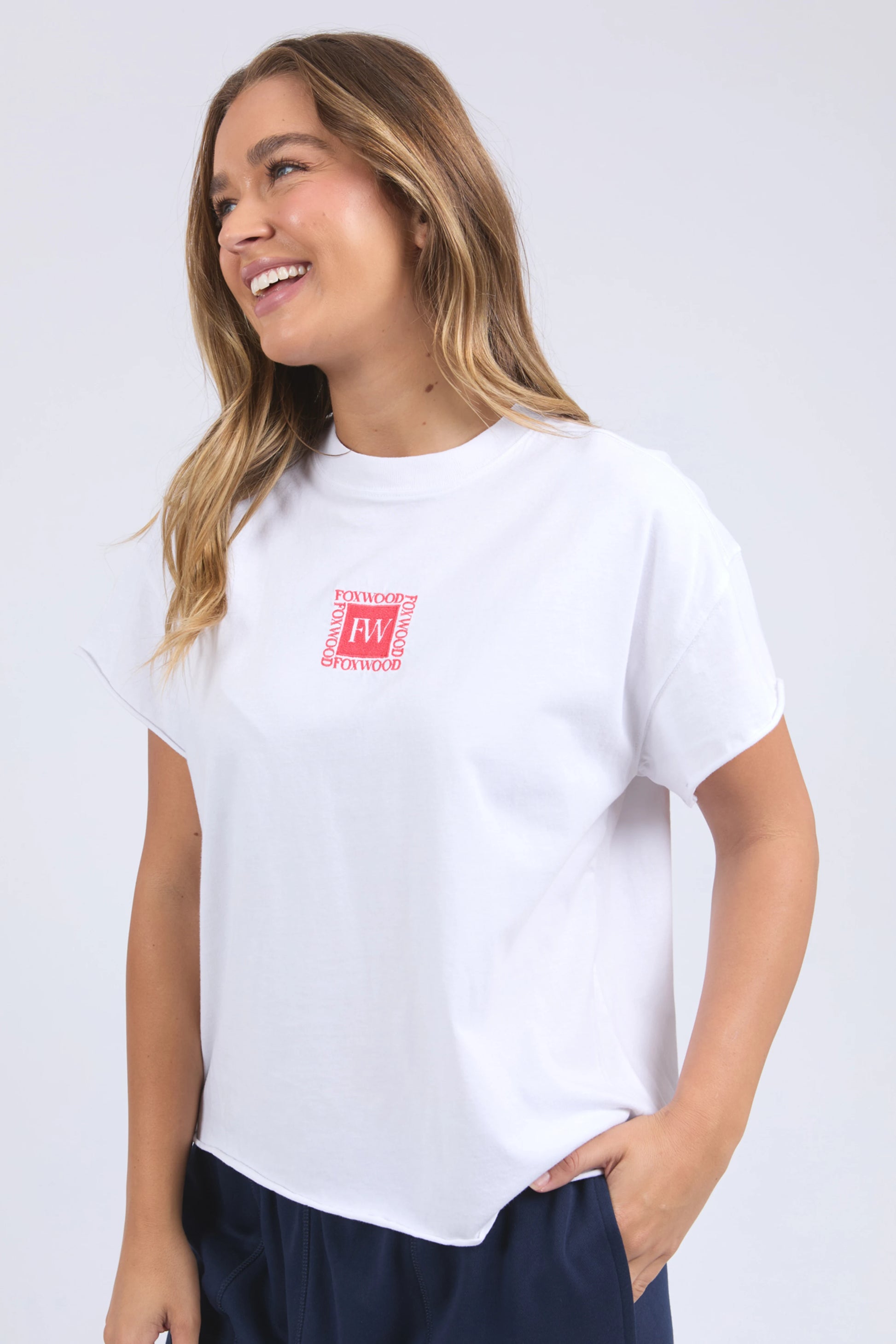 FOXWOOD STAMP TEE - WHITE - THE VOGUE STORE