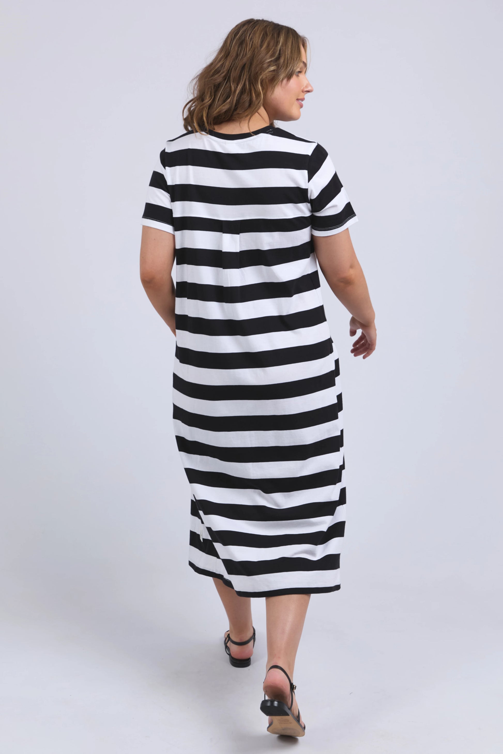 ELM ADIRA DRESS - BLACK STRIPE - THE VOGUE STORE