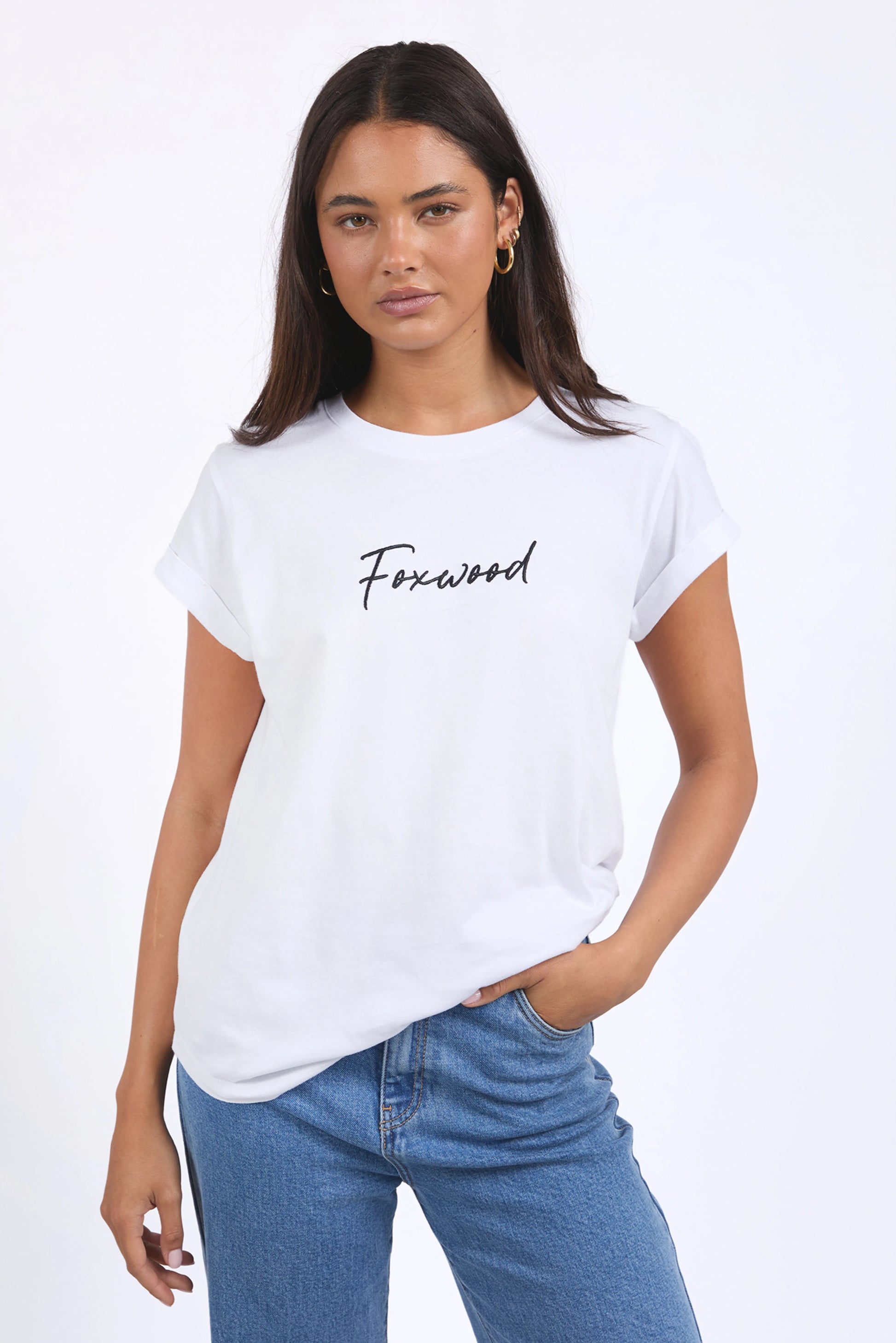 FOXWOOD SIGNATURE TEE - WHITE - THE VOGUE STORE