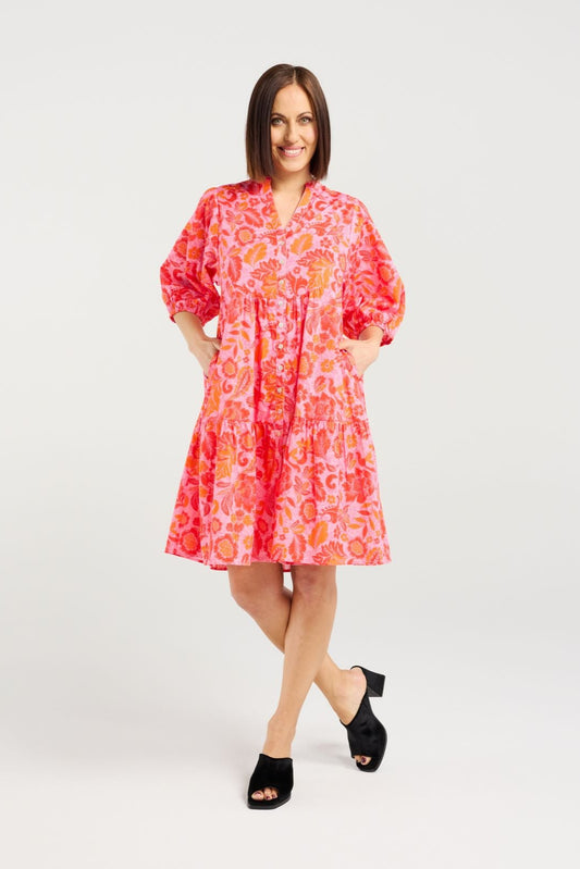 SEDUCE EILEEN DRESS - ABSTRACT BLUSH - THE VOGUE STORE