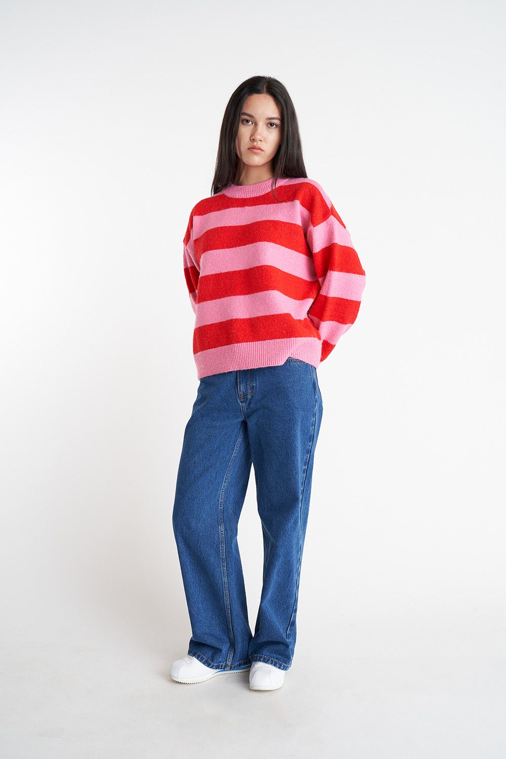 HUFFER KENZIE KNIT CREW - BON BON/CHERRY - THE VOGUE STORE