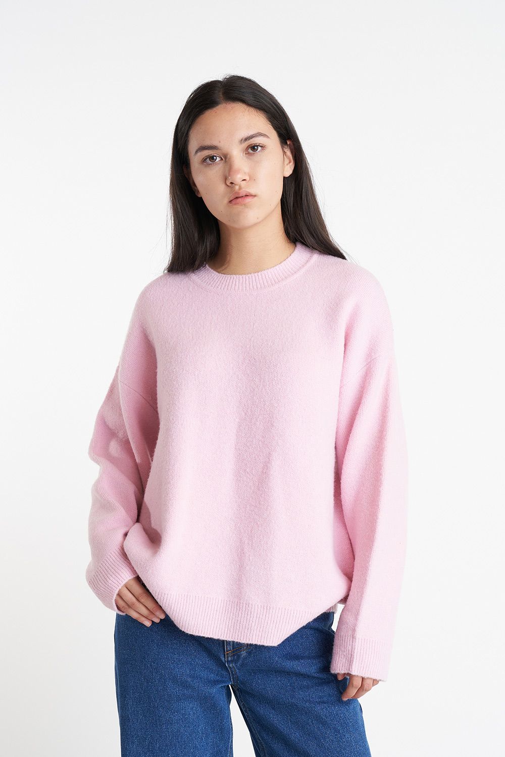 HUFFER SOLAR ELLE KNIT CREW - PALE ROSE - THE VOGUE STORE