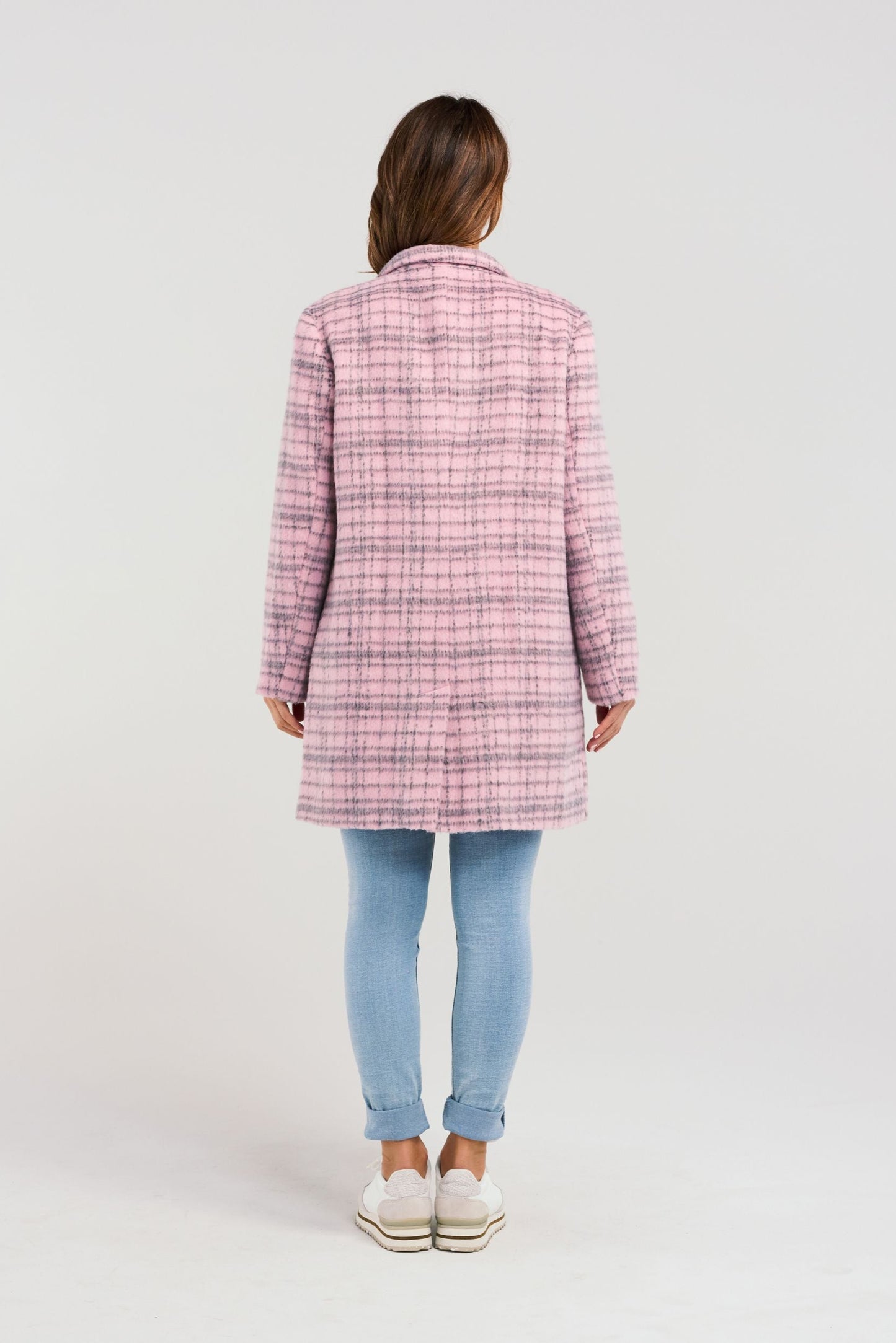 ZAFINA VERA COAT - PINK GRID - THE VOGUE STORE