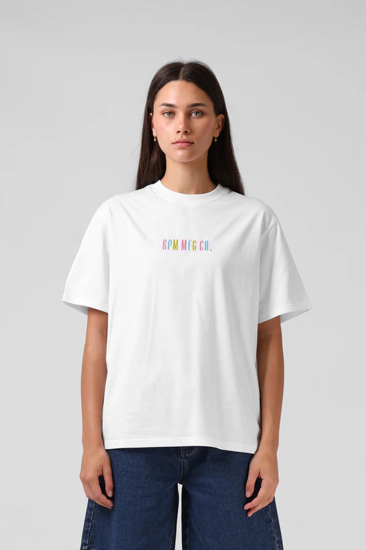 RPM EMB TEE - WHITE - THE VOGUE STORE