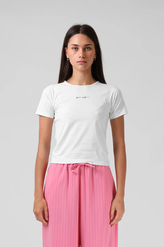 RPM RAGLAN BABY TEE - WHITE - THE VOGUE STORE