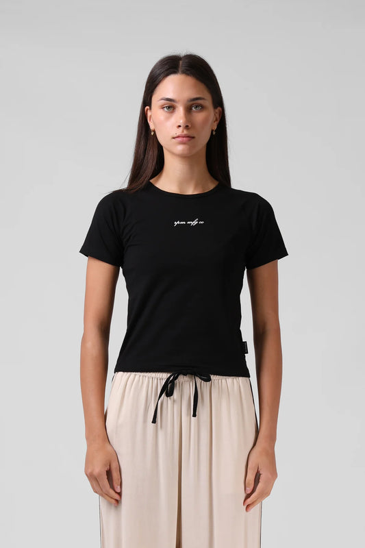 RPM RAGLAN BABY TEE - BLACK - THE VOGUE STORE
