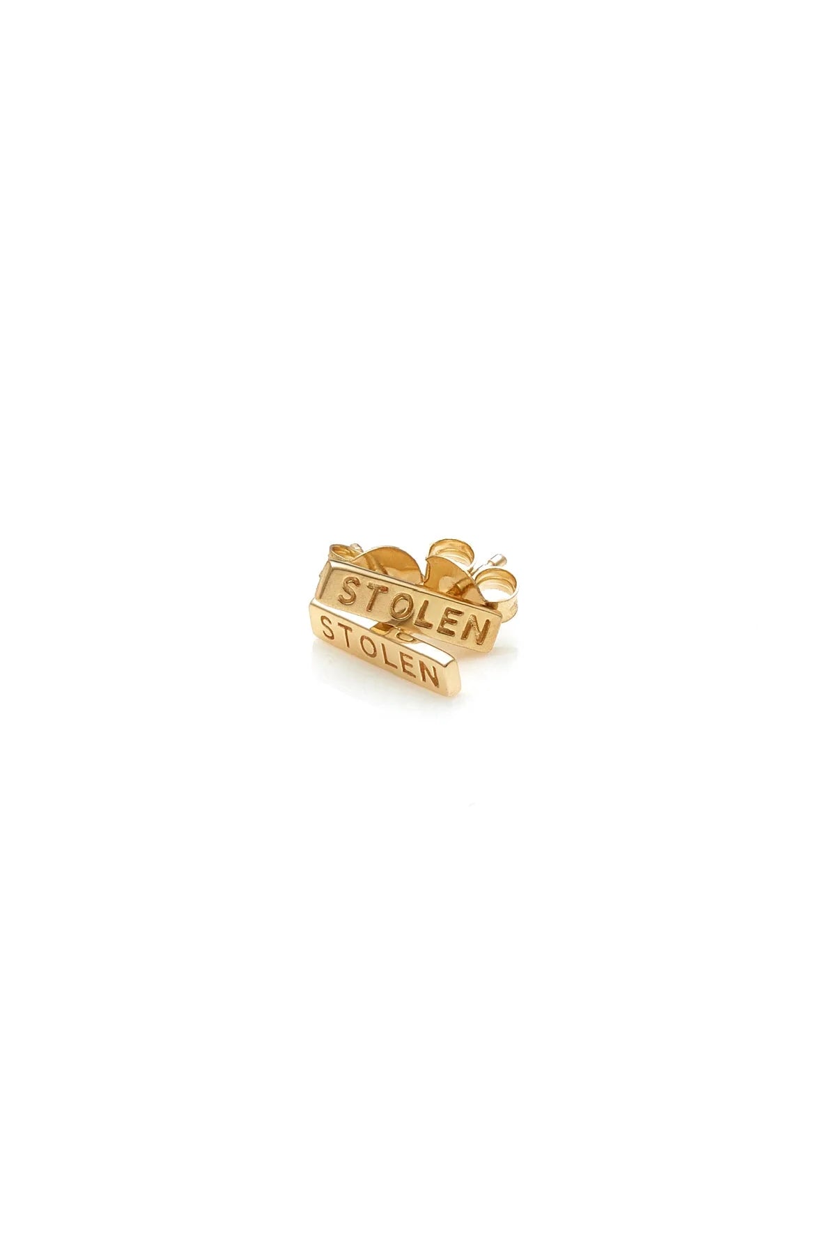 STOLEN GIRLFRIENDS CLUB TINY STOLEN BAR EARRINGS - GOLD PLATED - THE VOGUE STORE