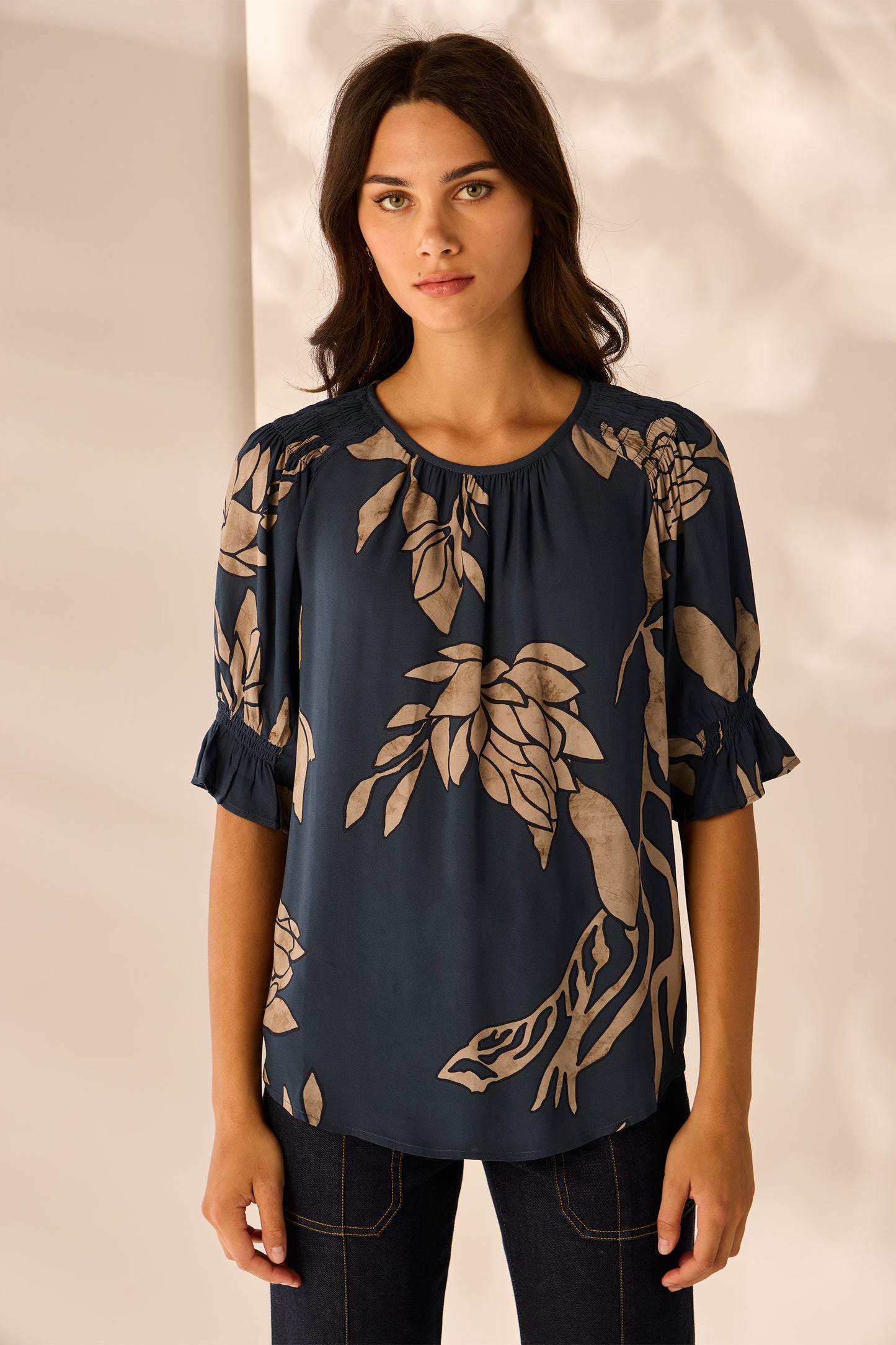 LANIA CHINO TOP - STEEL - THE VOGUE STORE
