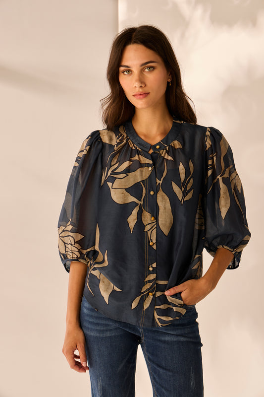 LANIA CHINO SHIRT - STEEL - THE VOGUE STORE