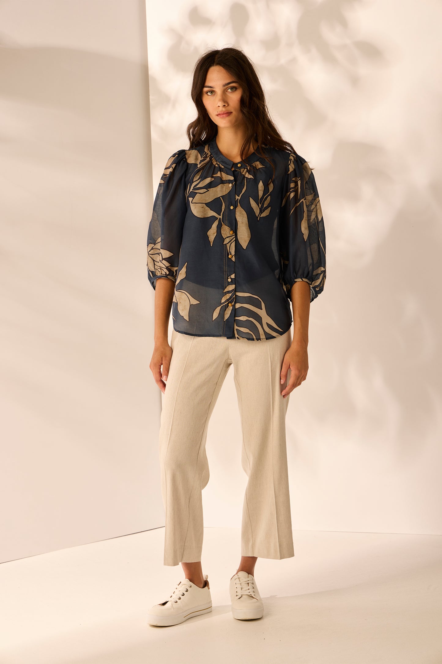 LANIA CHINO SHIRT - STEEL - THE VOGUE STORE