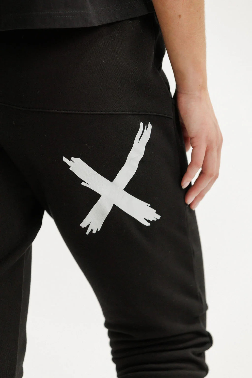 HOMELEE ALPINE APARTMENT PANTS - BLACK/SILVER X STRIPED CUFFS - THE VOGUE STORE