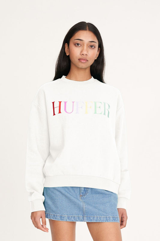 HUFFER SLOUCH CREW 350/EDITORIAL - CHALK - THE VOGUE STORE