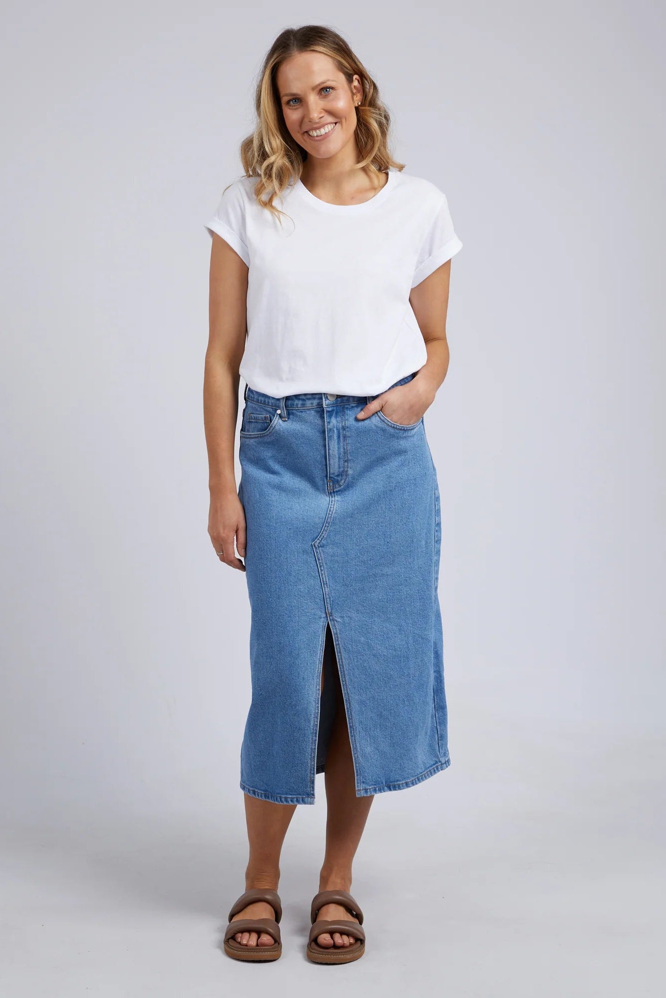 FOXWOOD SCOUT MIDI SKIRT - MID BLUE - THE VOGUE STORE