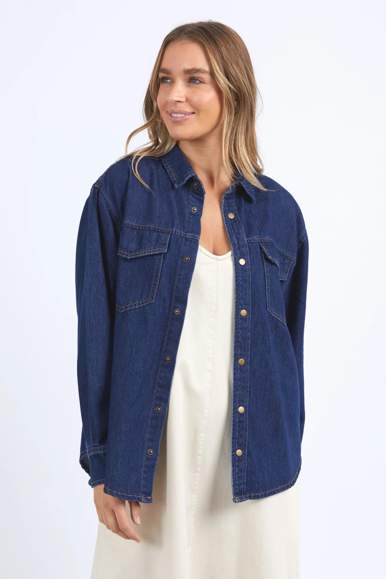 FOXWOOD DAISY OVERSHIRT - DARK BLUE DENIM - THE VOGUE STORE