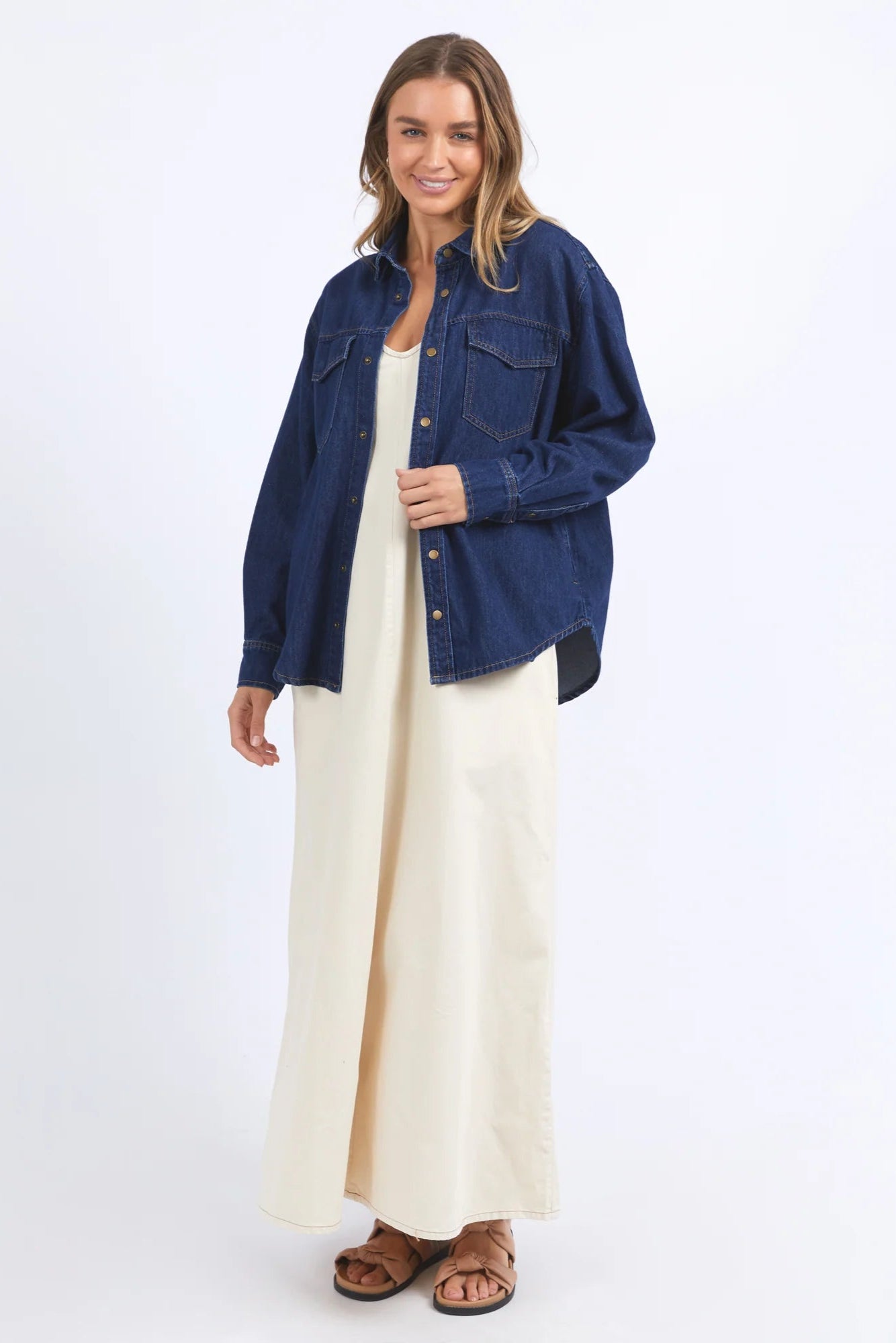 FOXWOOD DAISY OVERSHIRT - DARK BLUE DENIM - THE VOGUE STORE