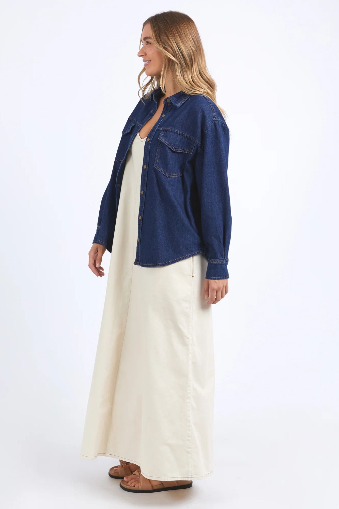 FOXWOOD DAISY OVERSHIRT - DARK BLUE DENIM - THE VOGUE STORE