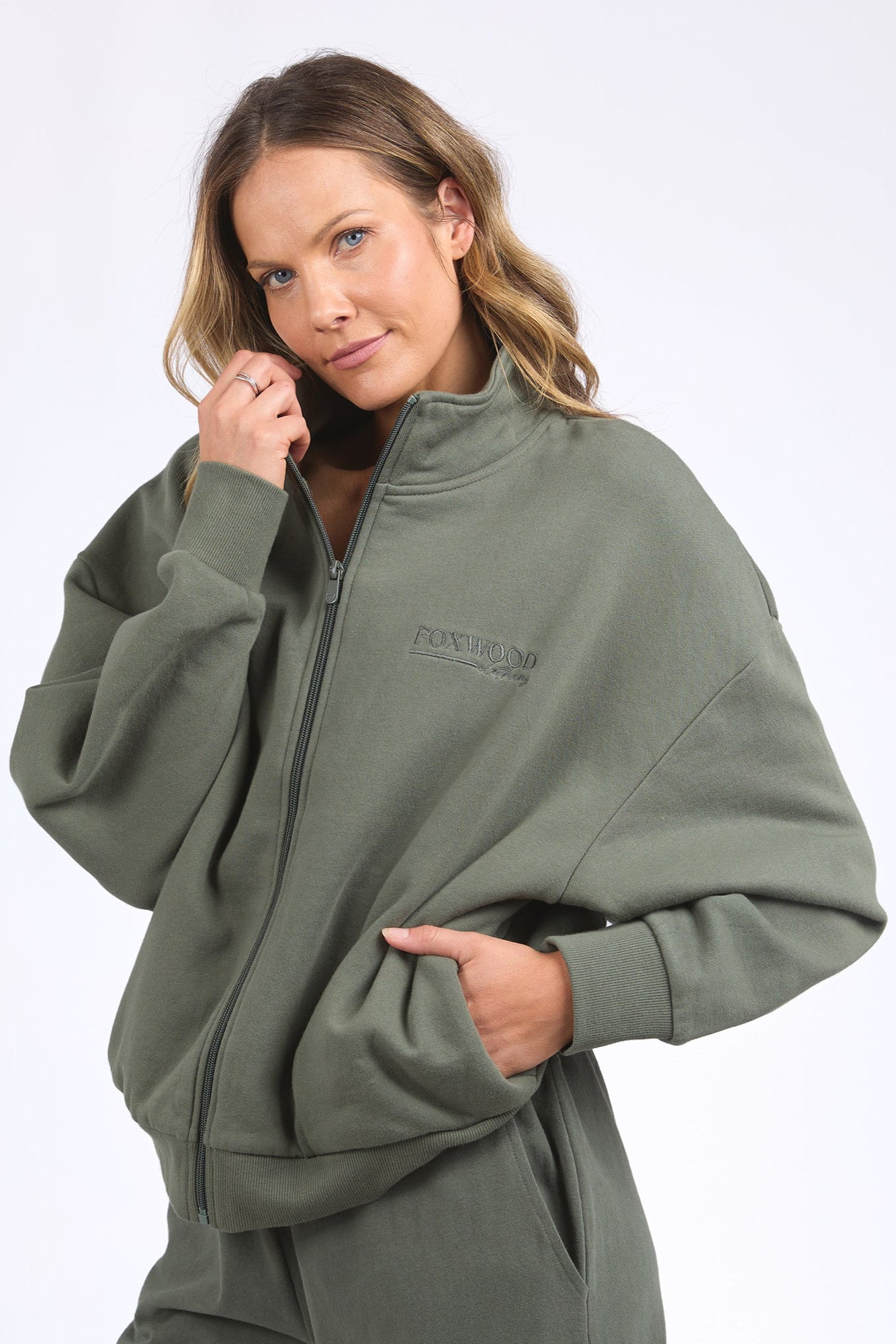 FOXWOOD EMBER ZIP THRU - KHAKI - THE VOGUE STORE