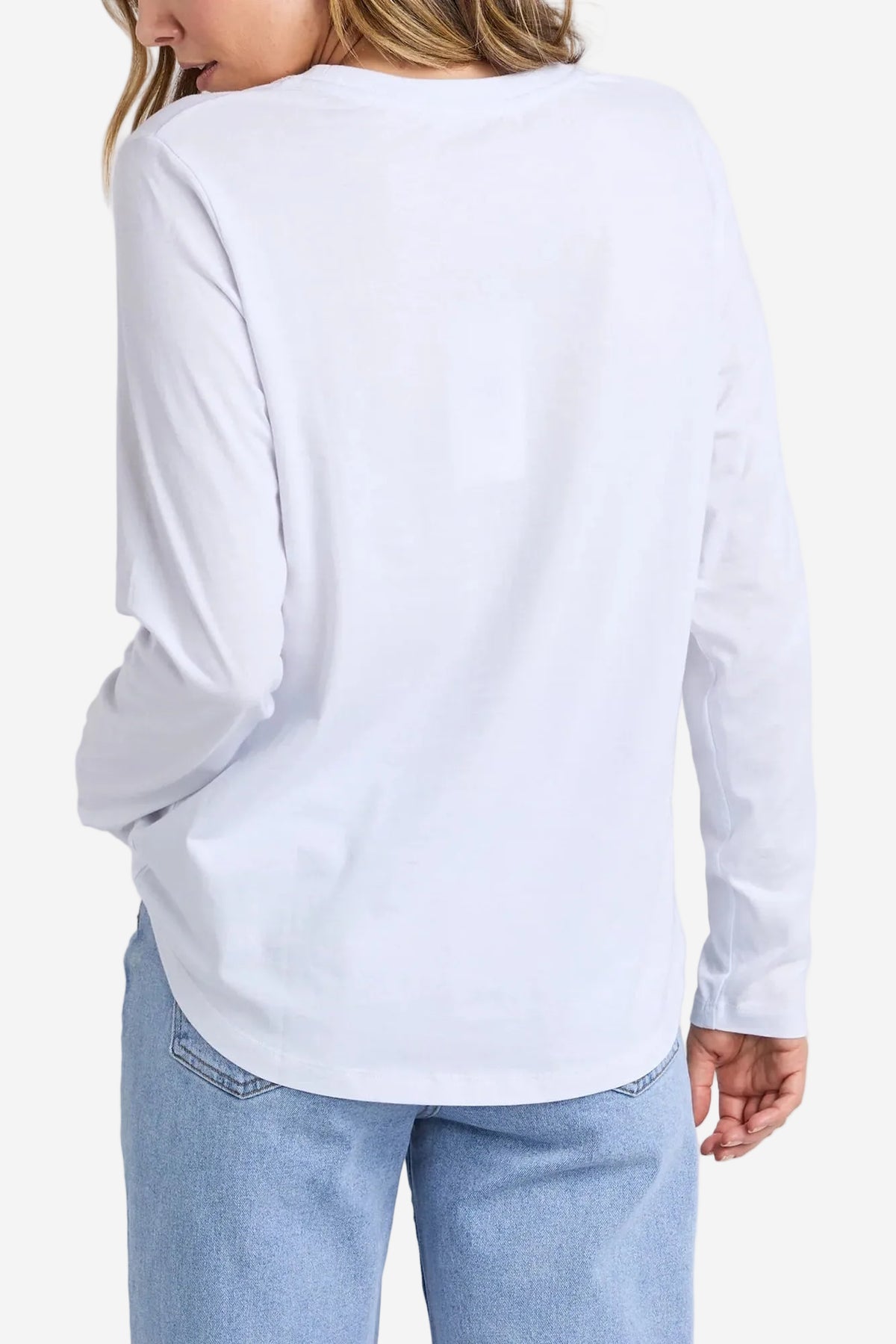 FOXWOOD SIGNATURE LONG SLEEVE TEE - WHITE - THE VOGUE STORE