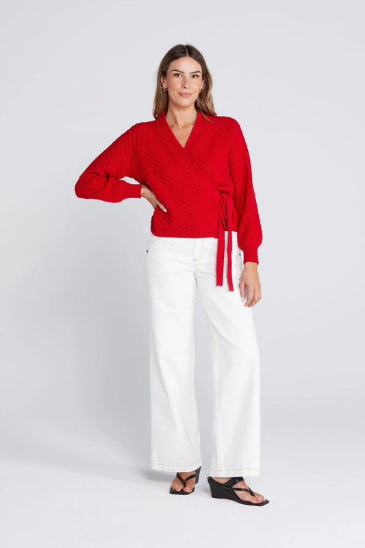 THING THING WRAPT CARDIGAN - SIZZLING SCARLET - THE VOGUE STORE