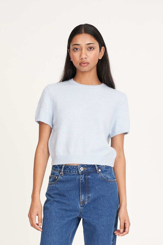 HUFFER CROP KNIT TEE - ICE BLUE - THE VOGUE STORE