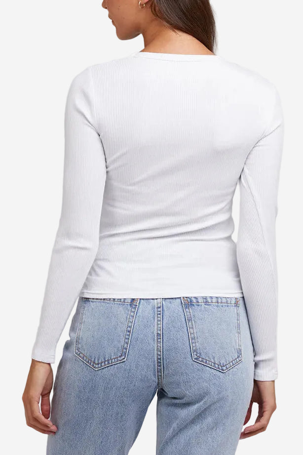 SILENT THEORY RIB LONG SLEEVE - WHITE - THE VOGUE STORE