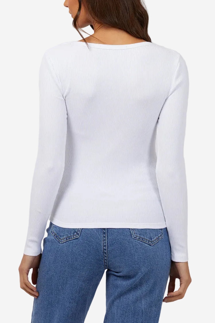 SILENT THEORY HAZEL LONG SLEEVE - WHITE - THE VOGUE STORE