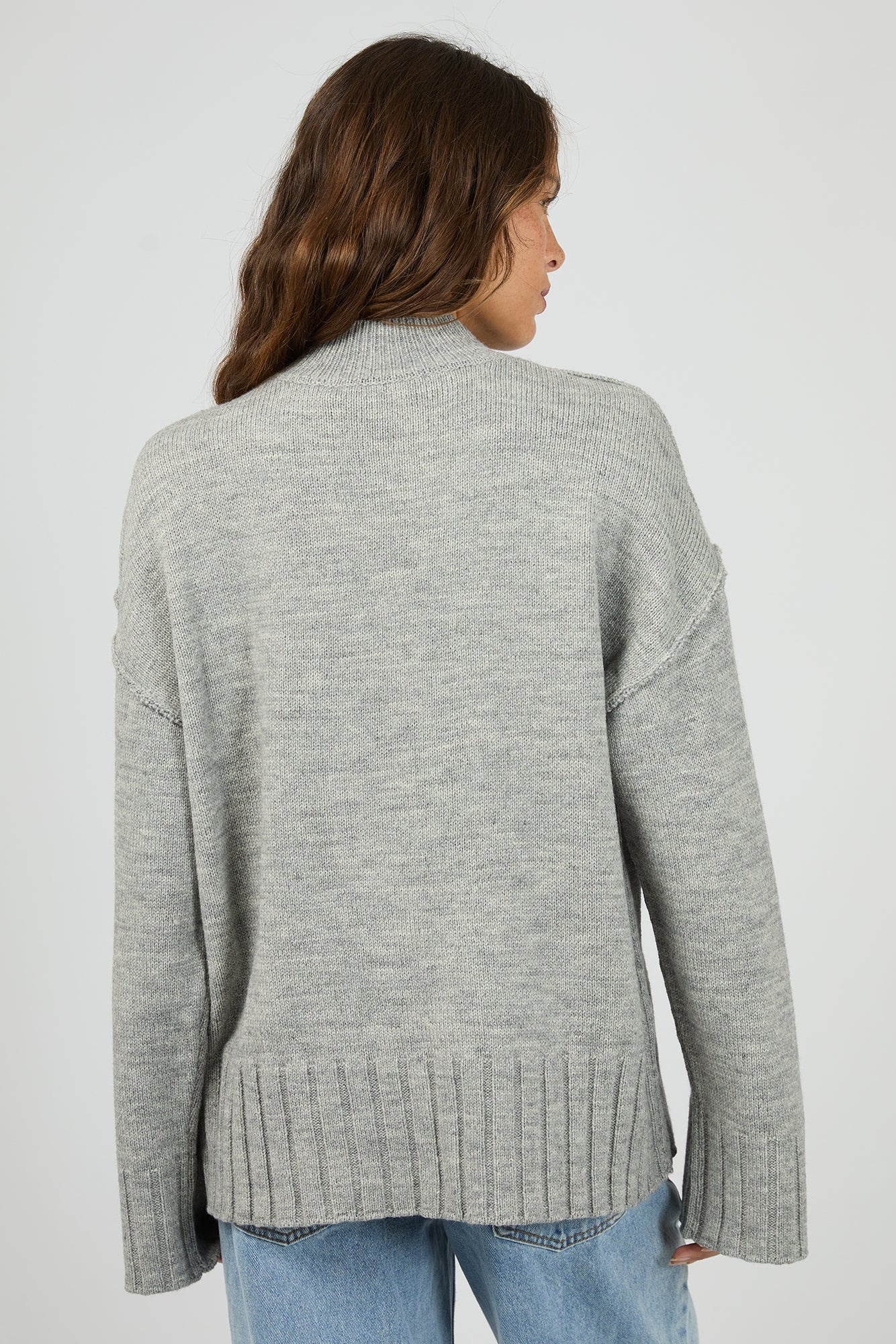 SILENT THEORY LOTUS KNIT JUMPER - GREY MARLE - THE VOGUE STORE