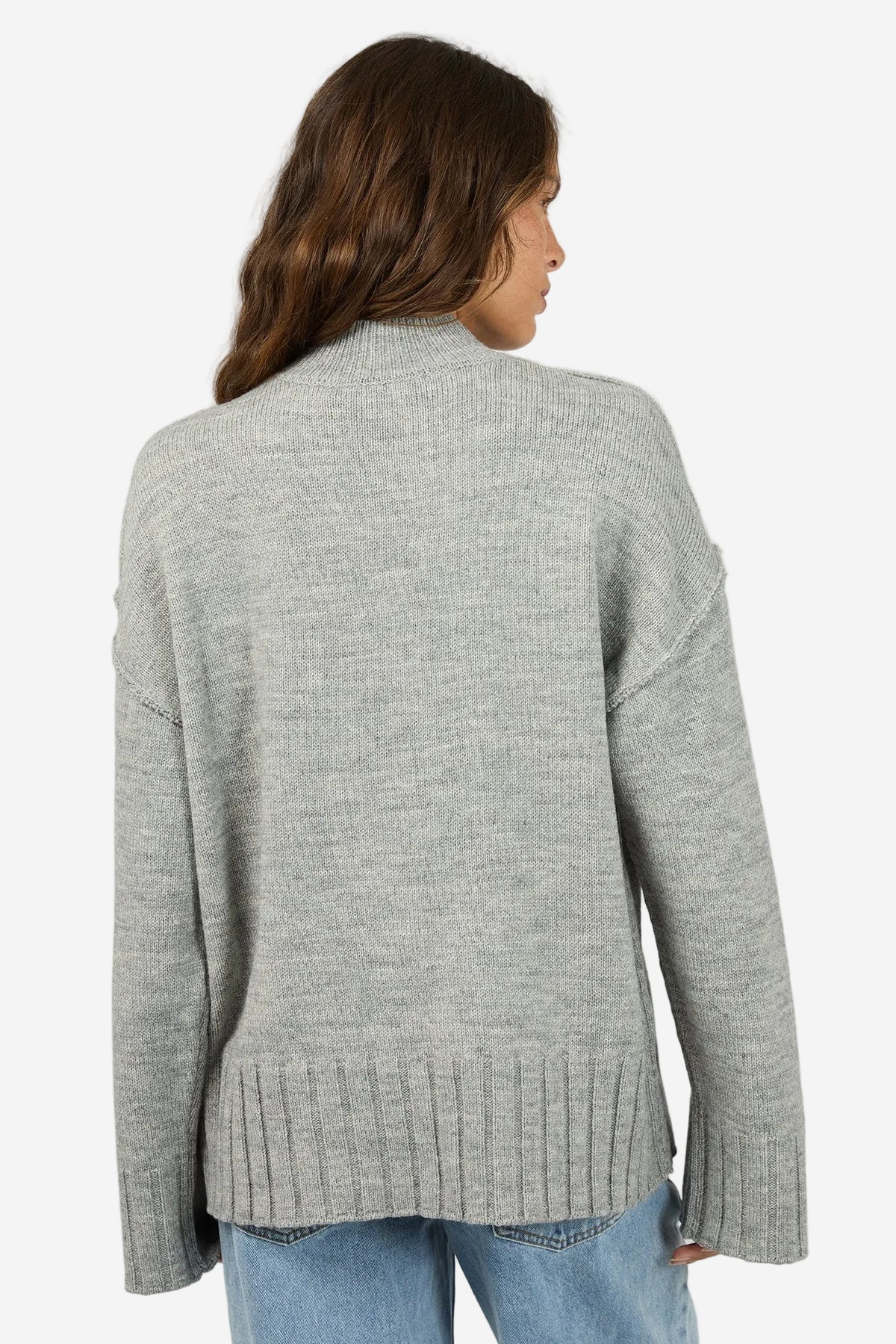 SILENT THEORY LOTUS KNIT JUMPER - GREY MARLE - THE VOGUE STORE