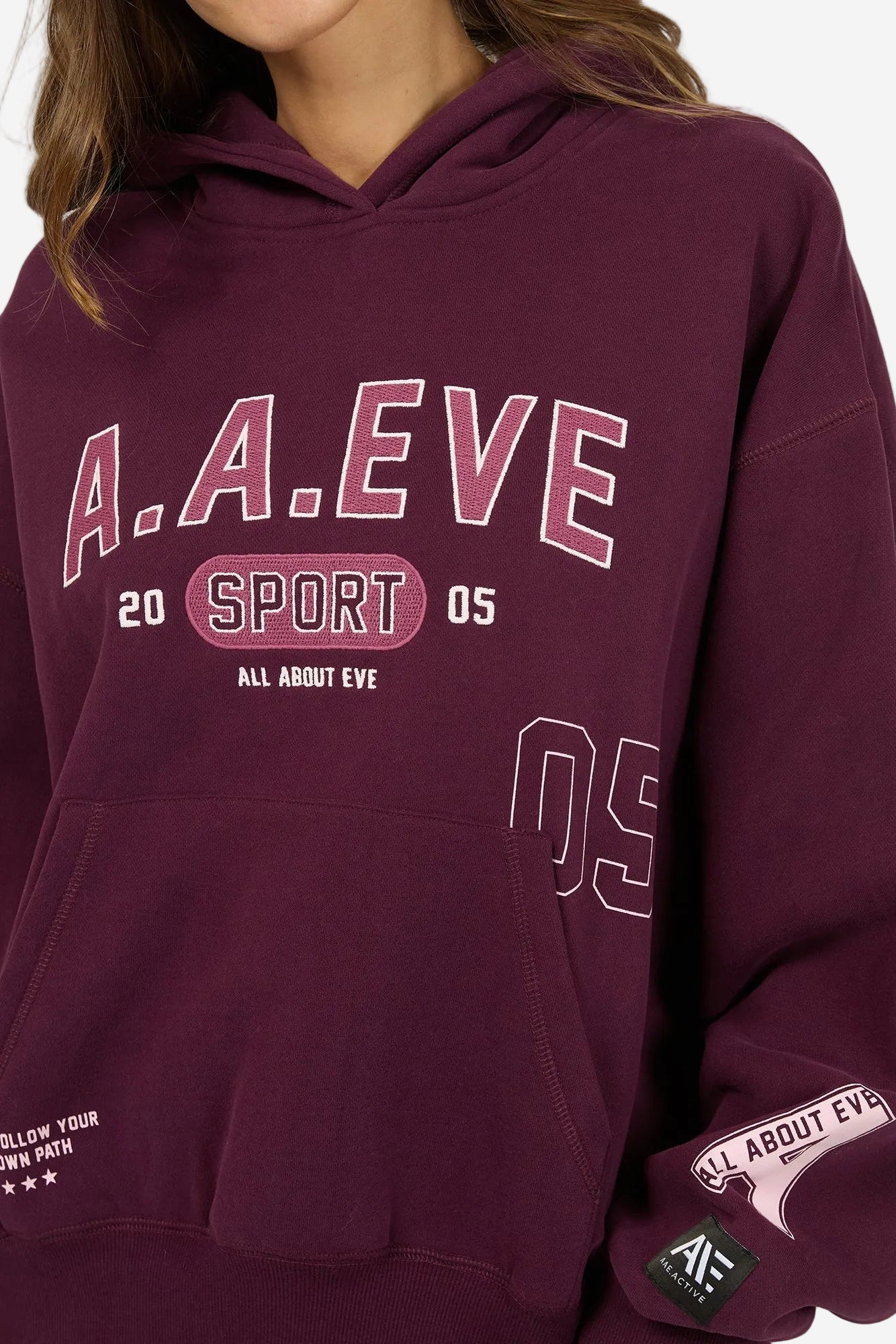ALL ABOUT EVE EMPOWER BOX HOODIE - WINE - THE VOGUE STORE