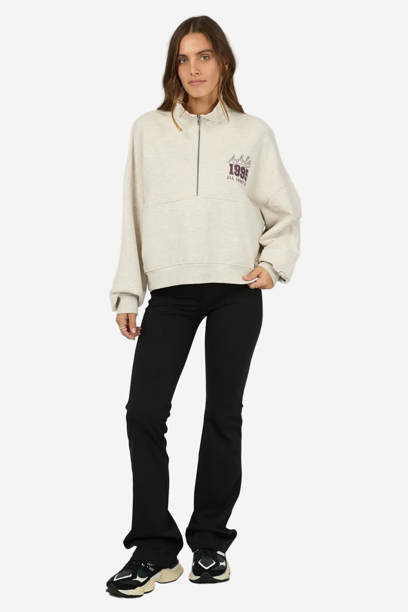 ALL ABOUT EVE EVE TEAM 1/4 ZIP - OAT - THE VOGUE STORE
