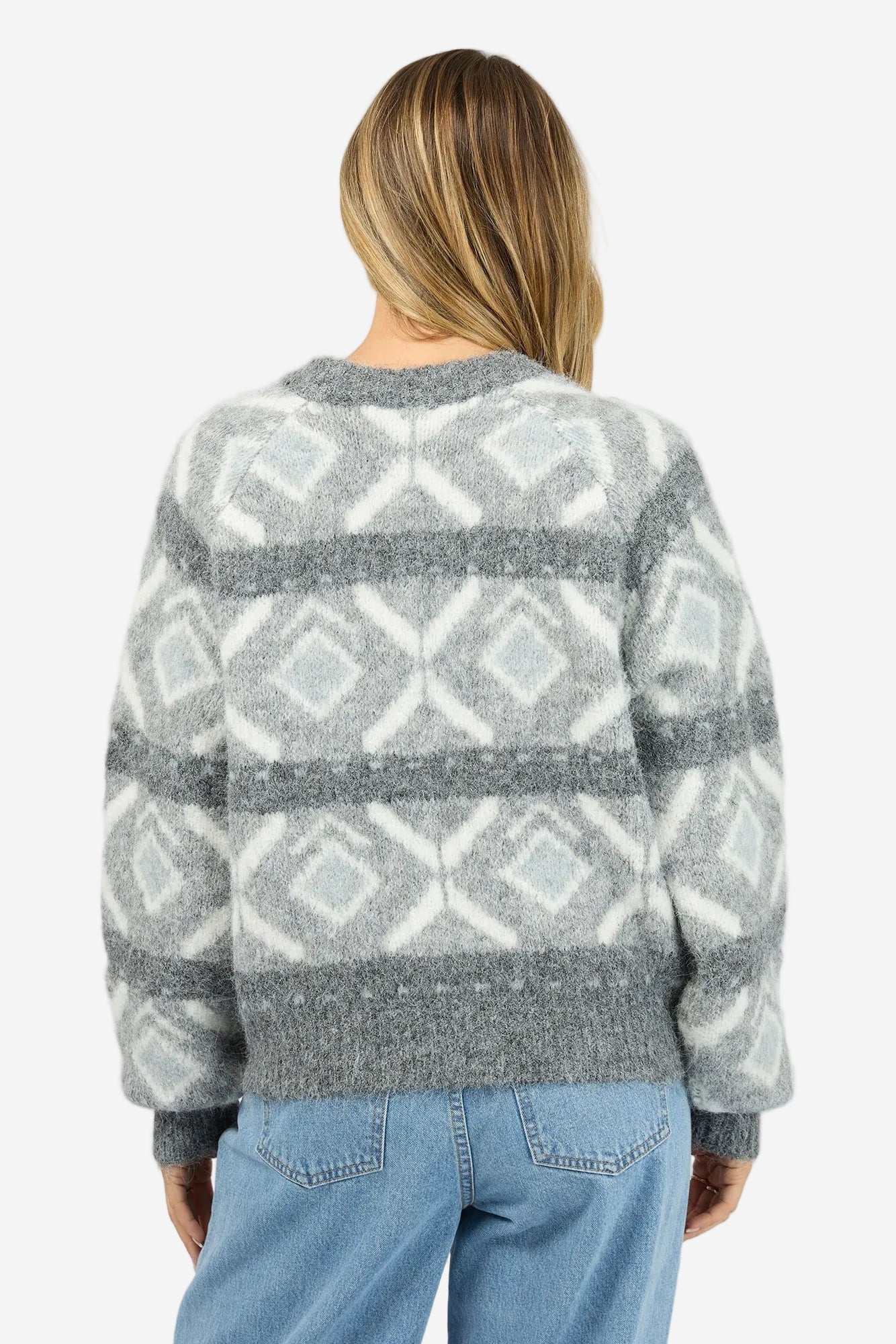 ALL ABOUT EVE ZOIA KNIT CREW - CHARCOAL - THE VOGUE STORE