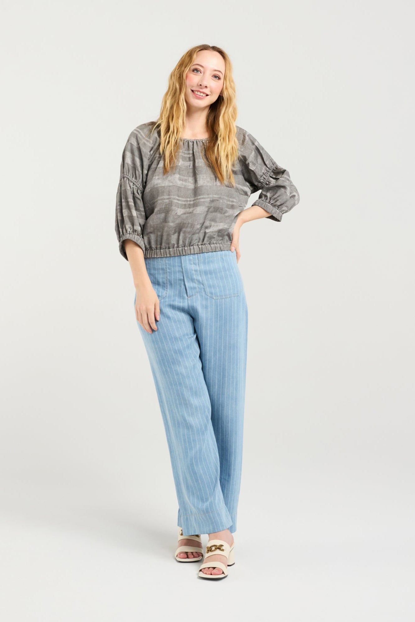 ZAFINA CAITLIN TOP - GREY - THE VOGUE STORE