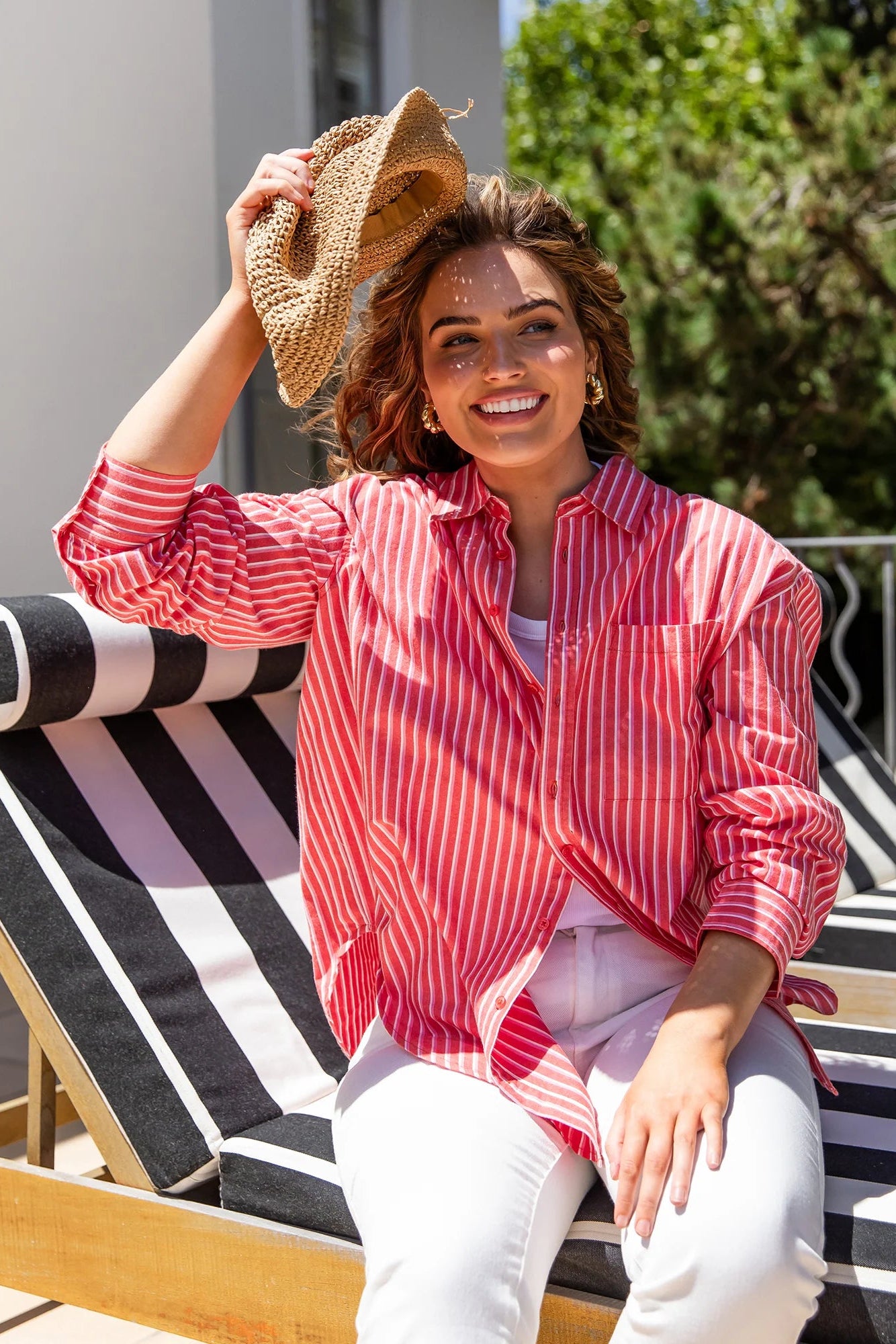 ELM FRANKIE STRIPED SHIRT - CAYNENE STRIPE - THE VOGUE STORE