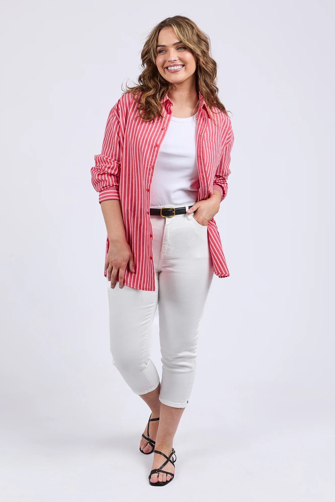 ELM FRANKIE STRIPED SHIRT - CAYNENE STRIPE - THE VOGUE STORE