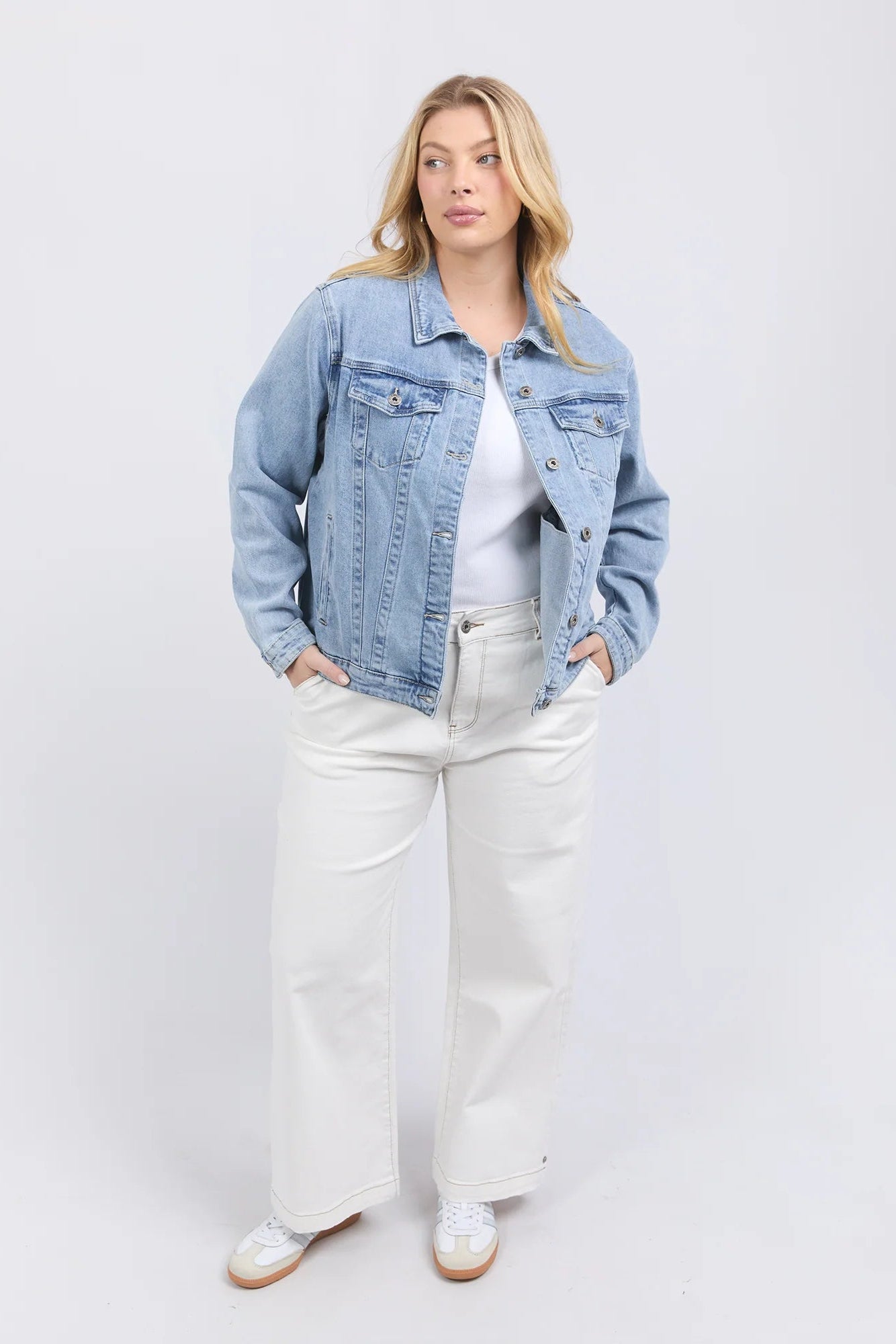 ELM BECCA DENIM JACKET - LIGHT BLUE WASH - THE VOGUE STORE