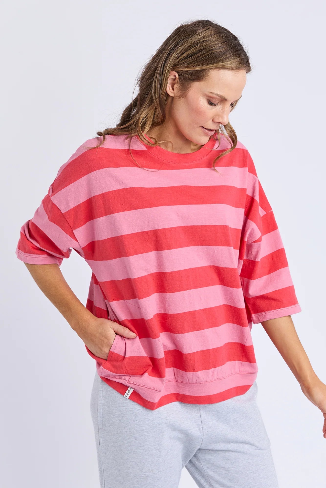ELM MAZIE BLOCK STRIPE SWEAT - CAYENNE & ROSE - THE VOGUE STORE