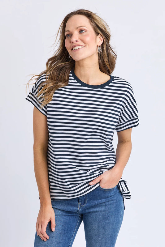 ELM YARA STRIPE S/S TEE - NAVY & WHITE STRIPE - THE VOGUE STORE
