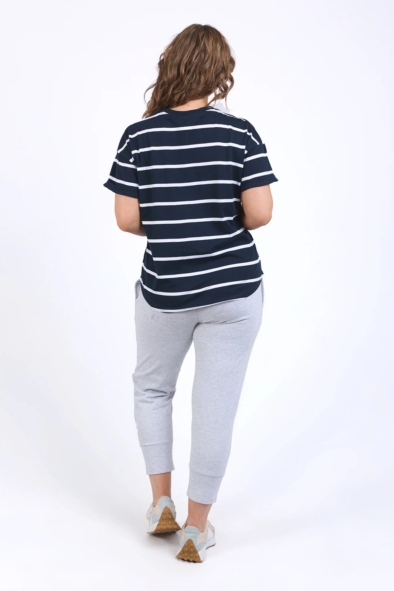 ELM HALLI SHORT SLEEVE TEE - NAVY/WHITE STRIPE - THE VOGUE STORE