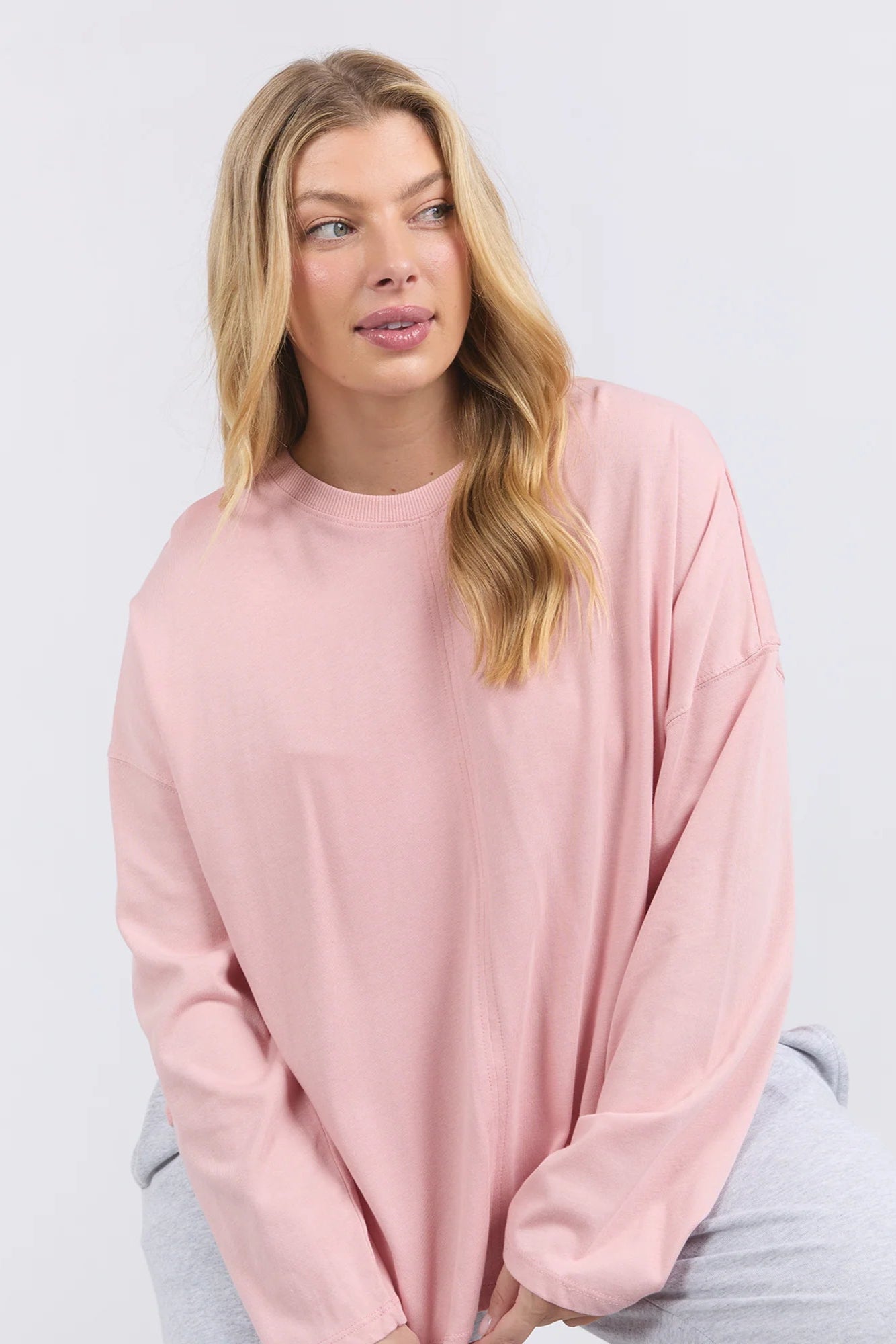 ELM NAOMI LONG SLEEVE SWEAT - BLUSH - THE VOGUE STORE