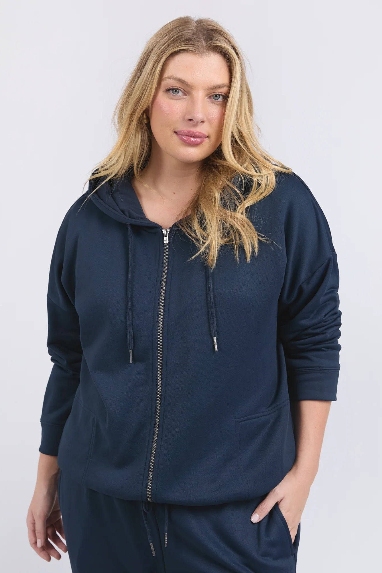 ELM GRACIE ZIP HOODIE - NAVY - THE VOGUE STORE