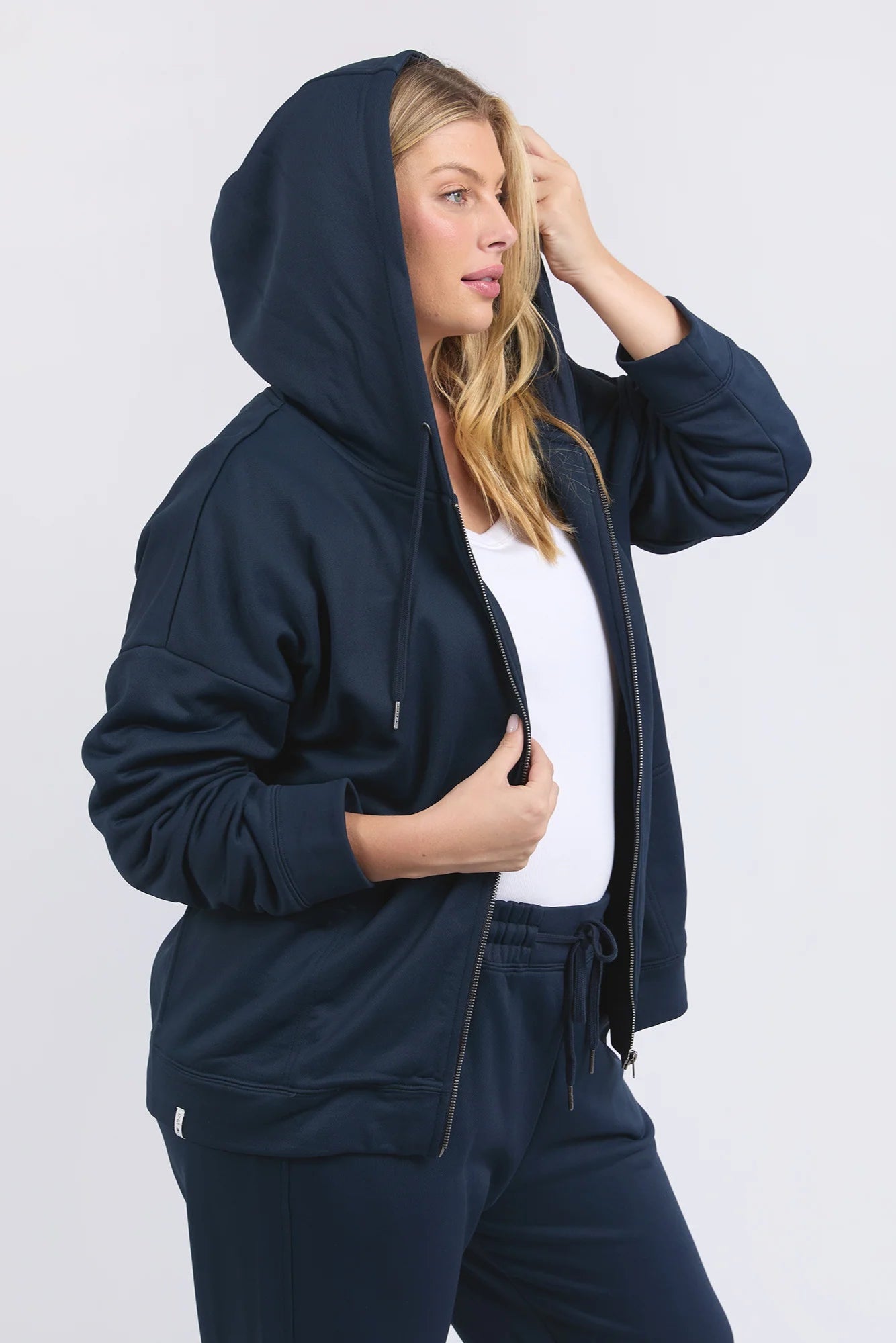ELM GRACIE ZIP HOODIE - NAVY - THE VOGUE STORE