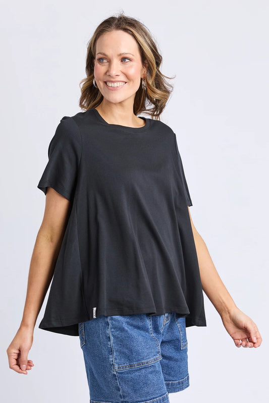 ELM DAISY TEE - BLACK - THE VOGUE STORE